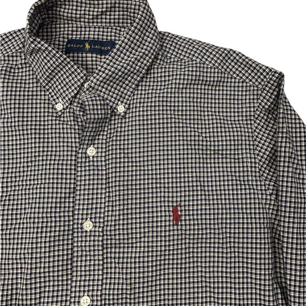 Ralph Lauren Men's Checkered Shirt with Red Logo Large